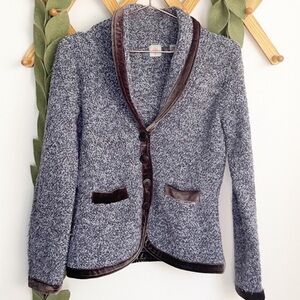 Anthropologie HWR Purple Lavender Boucle and Brown Velvet Trim Jacket